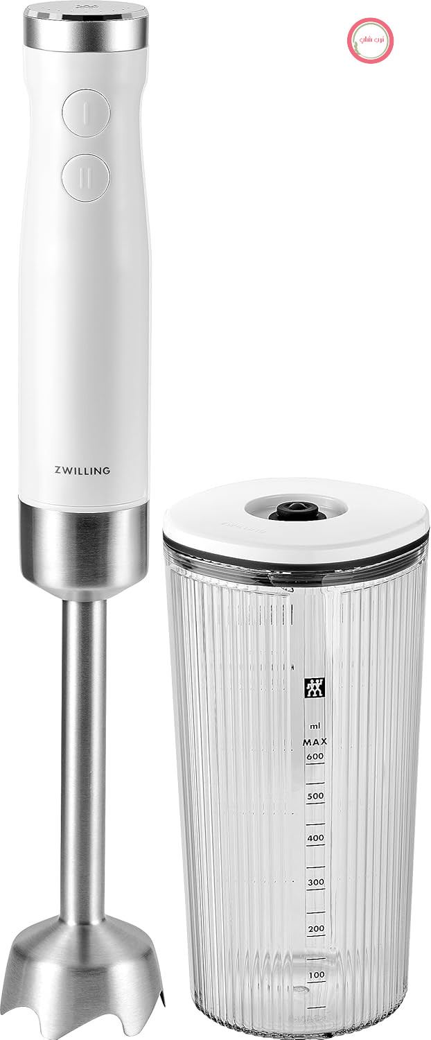 مخلوط کن دو منظوره ZWILLING ENFINIGY - با تیغه استیل و لیوان 600 میلی لیتری - رنگ نقره‌ای و سفید