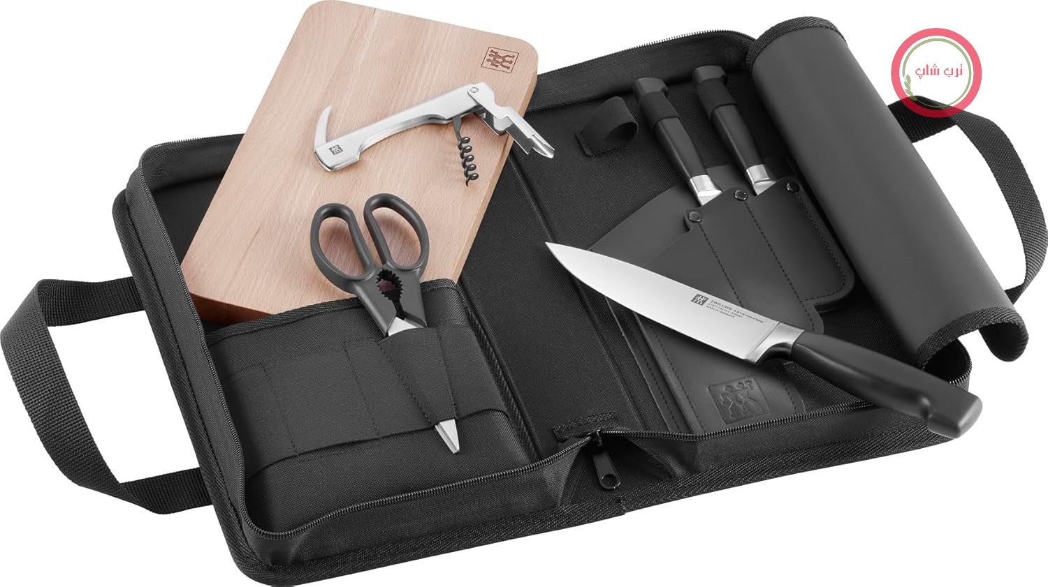 ست آشپزی ZWILLING Four Stars Traveller - 7 تکه - شامل 3 عدد چاقو، تخته برش، چاقوی کله، قیچی و کیف حمل - برای کمپینگ