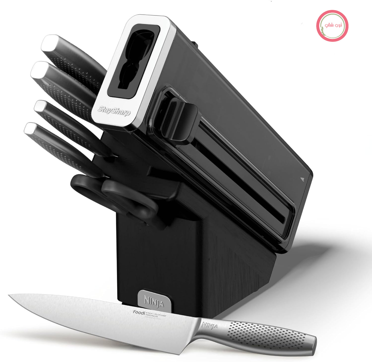 چاقوی نینجا مدل K62006EUUK StaySharp با تیزکن داخلی، مجموعه 6 تکه چاقوی شارپ با 5 چاقوی مختلف و 1 قیچی استیل ضد زنگ، رنگ آنتراسیت