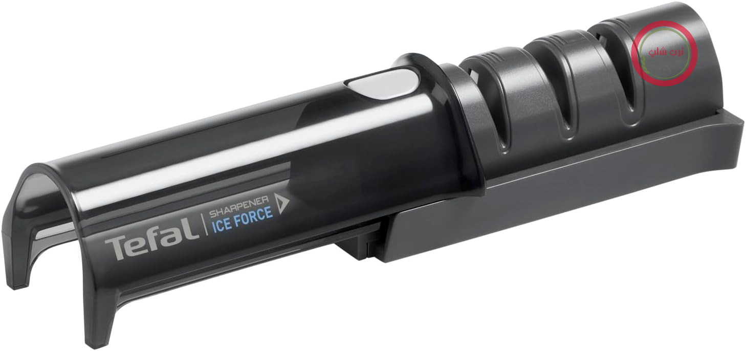 تیزکن چاقو Tefal Ice Force، فرآیند تیز کردن ۳ مرحله‌ای، تیز کردن مجدد + تعمیر، مناسب برای چاقوهای استیل ضد زنگ، فضای ذخیره‌سازی کم، چرخ سنگ‌زنی سرامیکی ژاپنی، مشکی، K26505