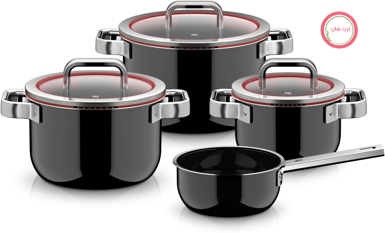 WMF Fusiontec Function Pro، سرویس قابلمه ۴ تکه، جنس بادوام، ضد خش، سازگار با اجاق القایی، مناسب برای انواع اجاق گاز، ساخت آلمان، مشکی، ۰۵۱۸۶۰۵۲۹۰