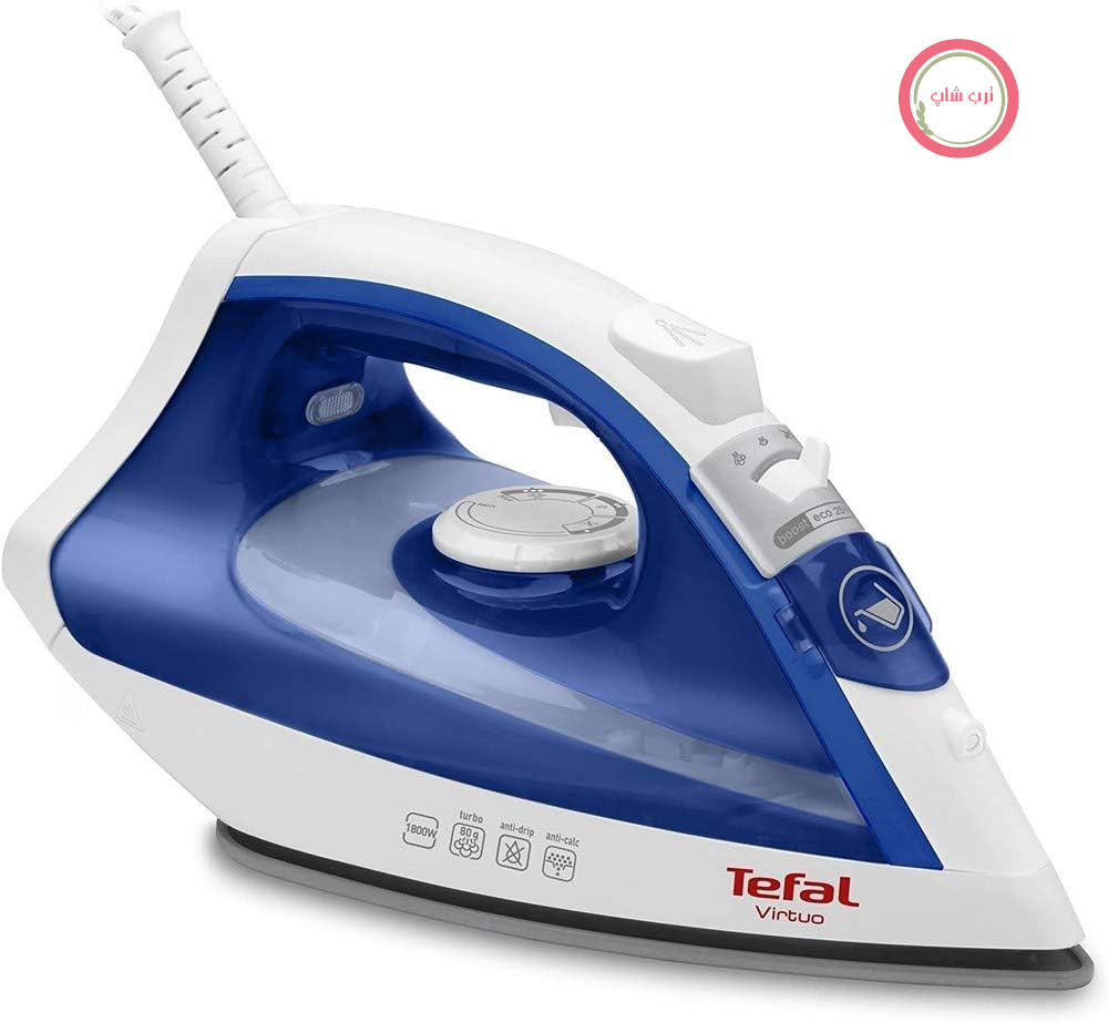 اتو بخار تفال مدل Virtuo FV 1711، سفید/آبی، ابعاد: 130 * 13 * 16