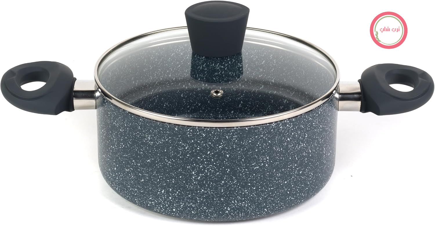 قابلمه سنگی نایت‌فال راسل هابز مدل RH00848EU، بدون BPA، 2.5 لیتر (ظرفیت تقریبی)، روکش نچسب، قطر 20 سانتی‌متر، قابلمه سوپ کوچک با دریچه بخار، درب شیشه‌ای، سازگار با اجاق القایی، دسته باکالیت