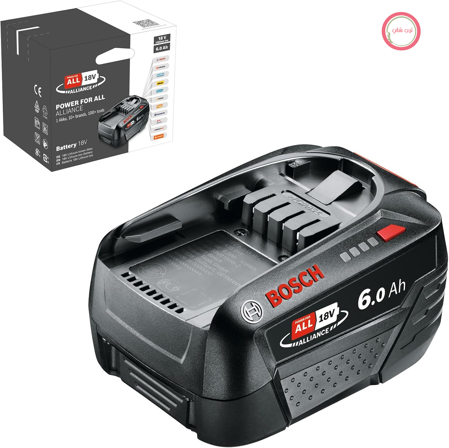 بسته باتری بوش آلمان Bosch PBA 18 ولت 6.0 آمپر ساعت W - C سیستم 18 ولت، باتری 6.0 آمپر ساعت، در جعبه