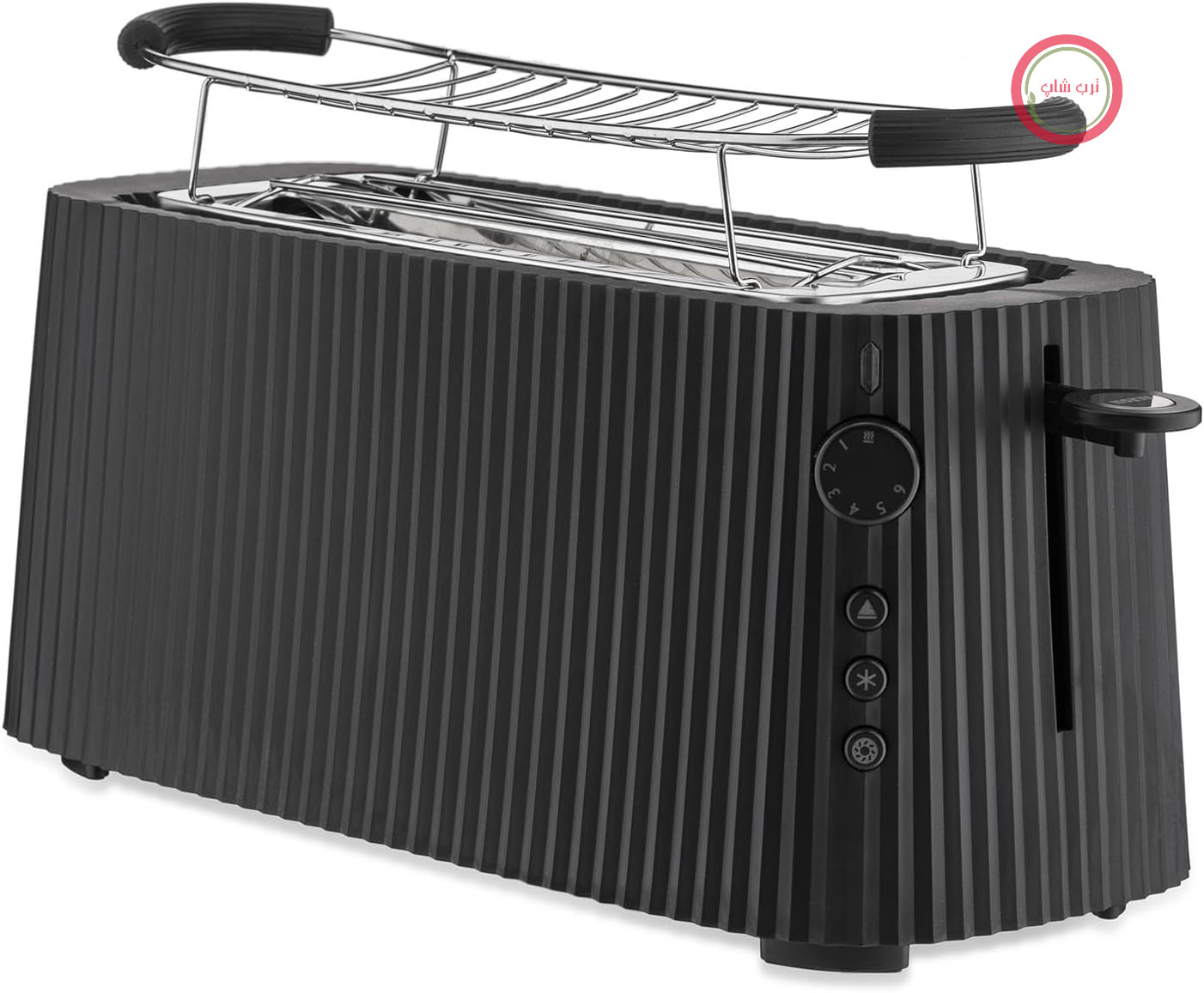 Alessi Plissé MDL15 B - توستر دوتایی بلند، ساخته شده از رزین ترموپلاستیک، گرمکن نان ساخته شده از استیل ضد زنگ 18/10 و رزین ترموپلاستیک، دوشاخه اروپایی، 1700 وات، مشکی