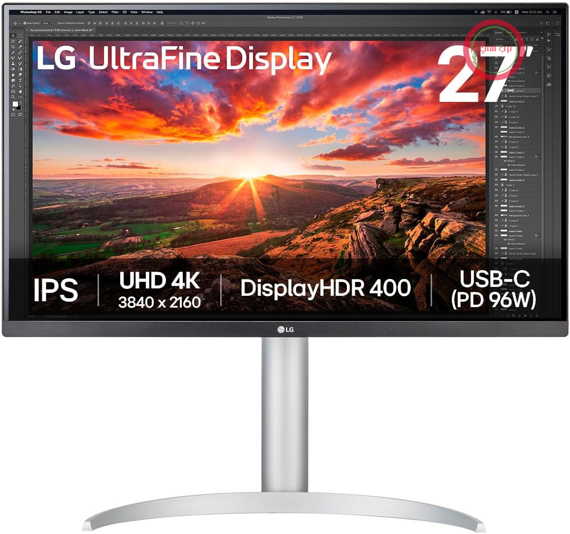 مانیتور ۲۷ اینچی ال‌جی LG 27UP85ZK-W از سری Zoll با کیفیت 4K UHD و پنل IPS، پشتیبانی از DisplayHDR 400، پوشش ۹۵ درصدی DCI-P3