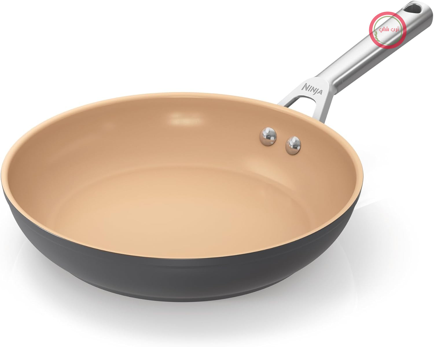 ماهیتابه سرامیکی نینجا مدل Extended Life سایز 24 سانتی‌متر، به رنگ‌های سفالی و خاکستری، CW90024DE