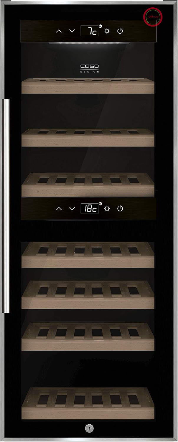 یخچال نوشیدنی و بطری کاسو آلمان CASO WineComfort 38 برای 38 بطری، 2 منطقه قابل تنظیم از 5 تا 20 درجه