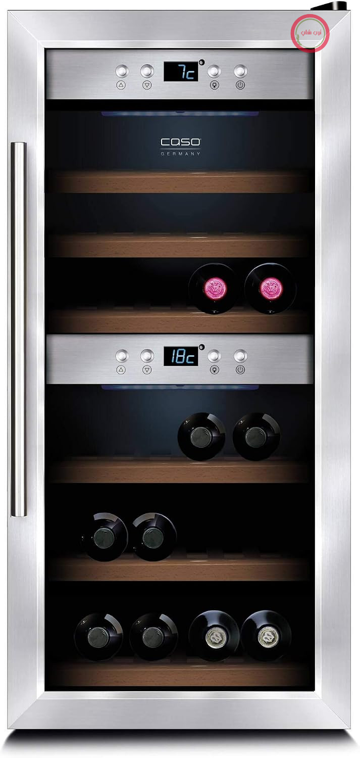 یخچال نوشیدنی و بطری کاسو آلمان Caso WineComfort 24 برای 24 بطری، 2 منطقه قابل تنظیم از 5 تا 20 درجه سانتیگراد