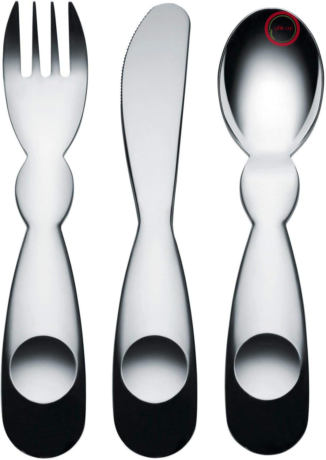 سرویس قاشق و چنگال کودک السی ایتالیا Alessi AM41S3 Alessini، استیل ضد زنگ 18/10، مجموعه 3 تکه