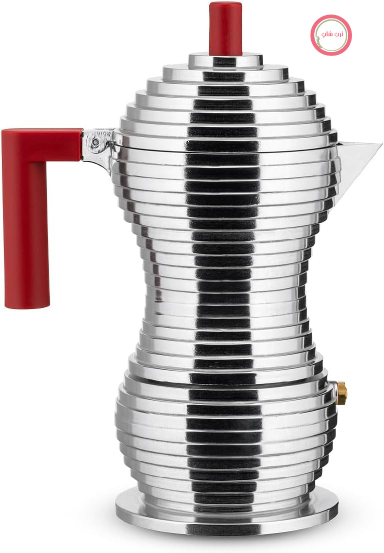 دستگاه اسپرسوساز پولچینا Alessi MDL02/3RFM - آلومینیوم ریخته‌گری. دسته و دکمه - PA، قرمز. پایه مغناطیسی - 3 فنجان