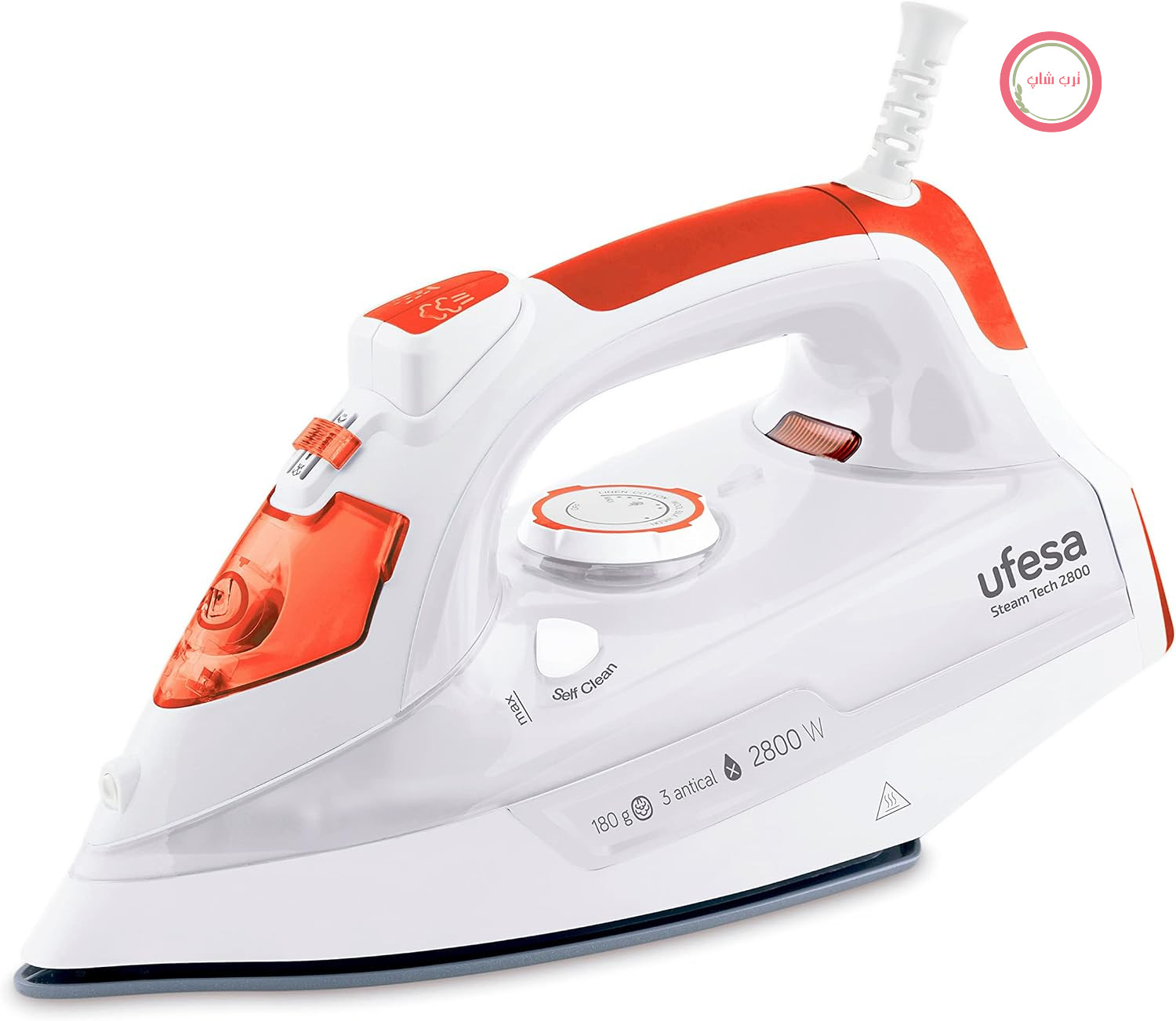 اتو بخار یوفسا اسپانیا Ufesa Steam Tech 2800، 2800 وات بخار، خروجی بخار 0-30 گرم در دقیقه، عملکرد پرس 180 گرم، کفی سرامیکی، قابلیت بخاردهی یا خشک کردن، سیستم سه‌گانه ضد رسوب، ضد چکه، ویژه آمازون