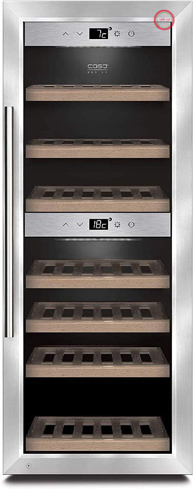یخچال نوشیدنی و بطری کاسو آلمان Caso WineComfort 38 برای 38 بطری، 2 منطقه قابل تنظیم از 5 تا 20 درجه سانتیگراد