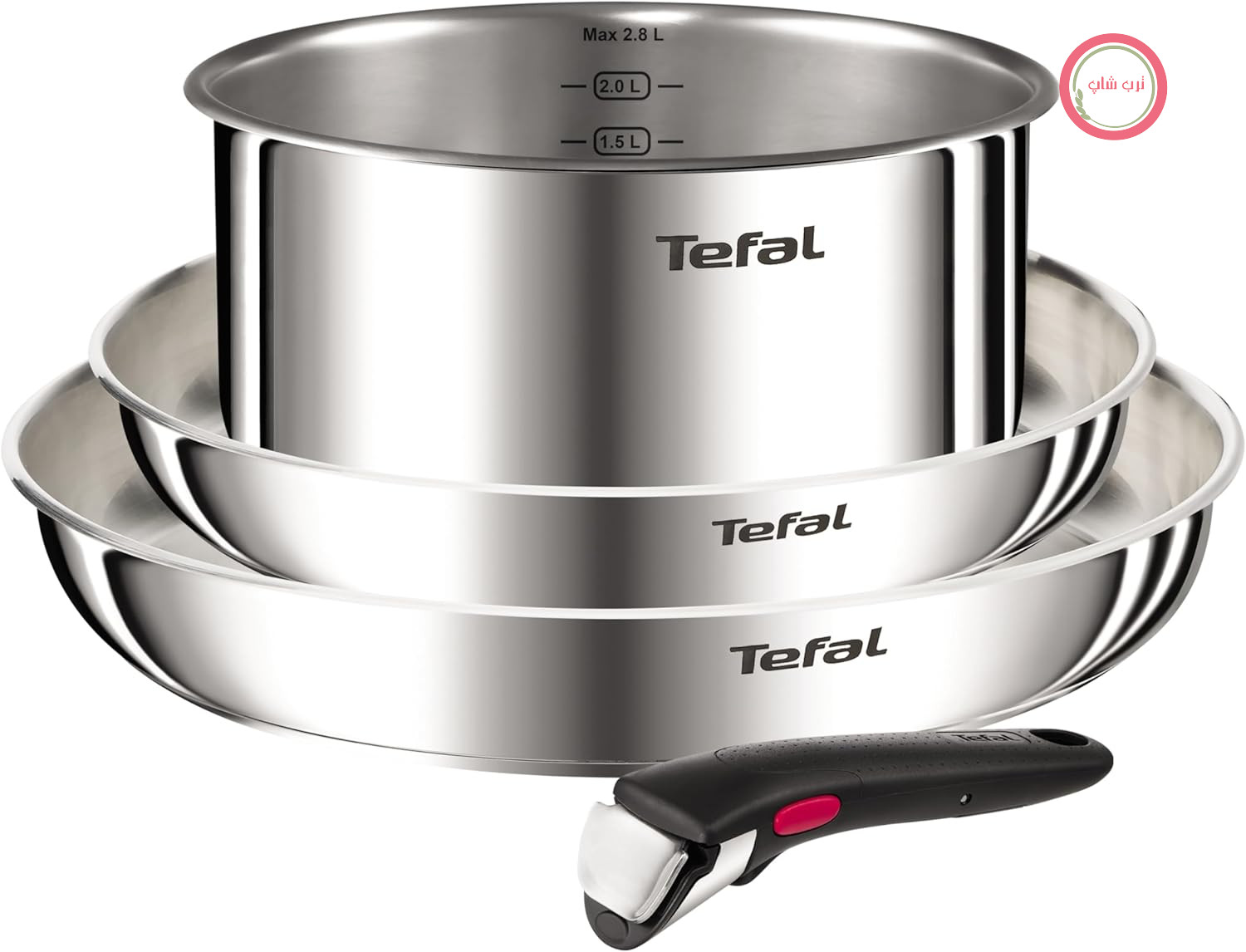 سرویس قابلمه و ماهیتابه 4 تیکه تفال Tefal Ingenio Emotion L896S453 استیل ضد زنگ، دسته قابل جابجایی، طراحی روی هم چیده شده، القایی