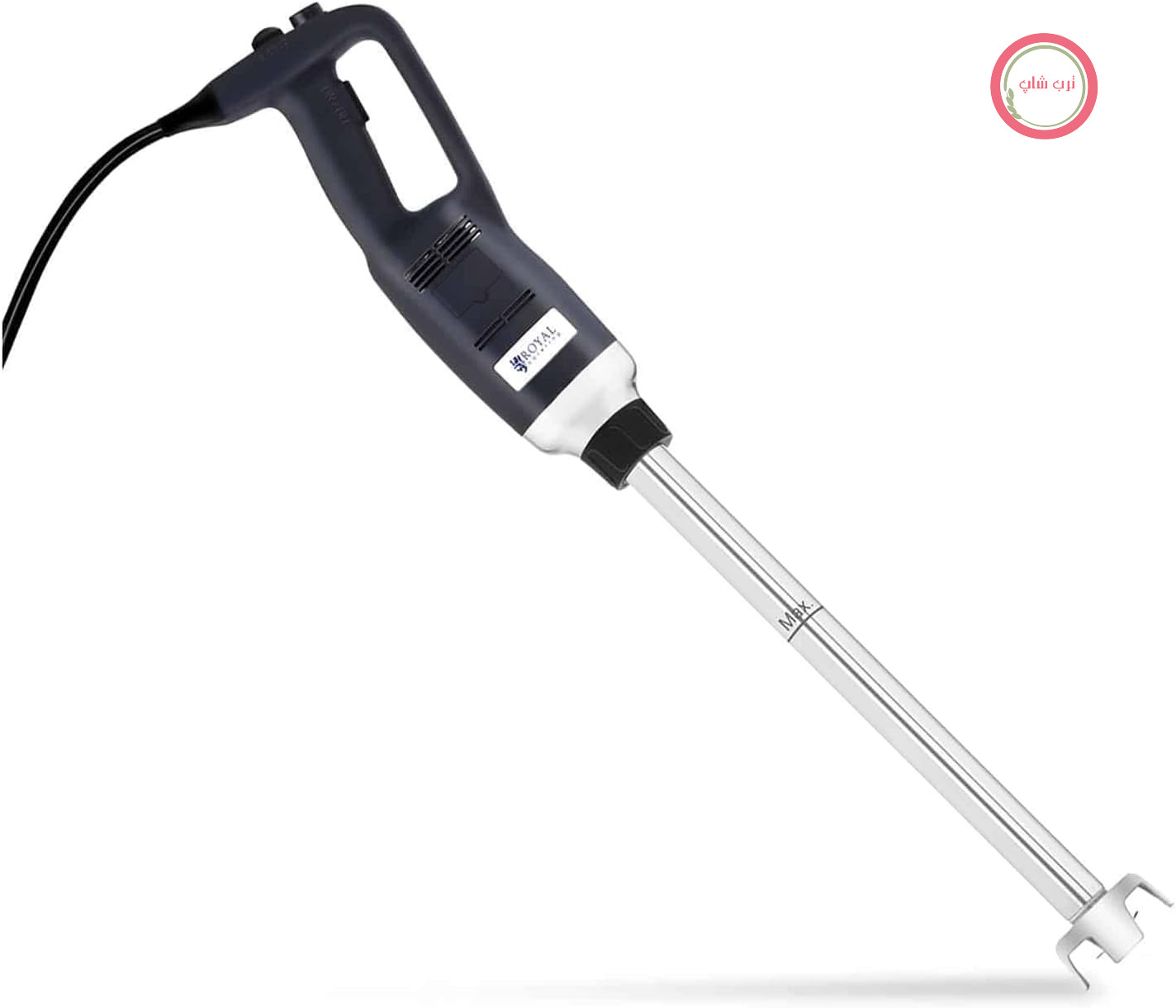 گوشت کوب برقی صنعتی رویال کترینگ آلمان Royal Catering RCSM-500-500P دسته ارگونومیک، 500 وات، سرعت متغیر پیوسته 4000-18000 دور در دقیقه، محافظ پاشش آب، شفت مخلوط کن 500 میلی متری