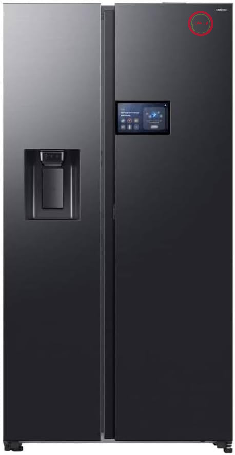 یخچال فریزر ساید بای ساید سامسونگ Samsung مدل AI Home RS90F64EDF/EF با آبسردکن/یخ‌ساز، وای‌فای با حالت انرژی هوش مصنوعی، نمایشگر خانگی هوش مصنوعی، SpaceMax، 614 لیتر، عرضxارتفاعxعمق: 91.2 x 178.4 x 72.6 سانتی‌متر، رنگ آنتراسیت