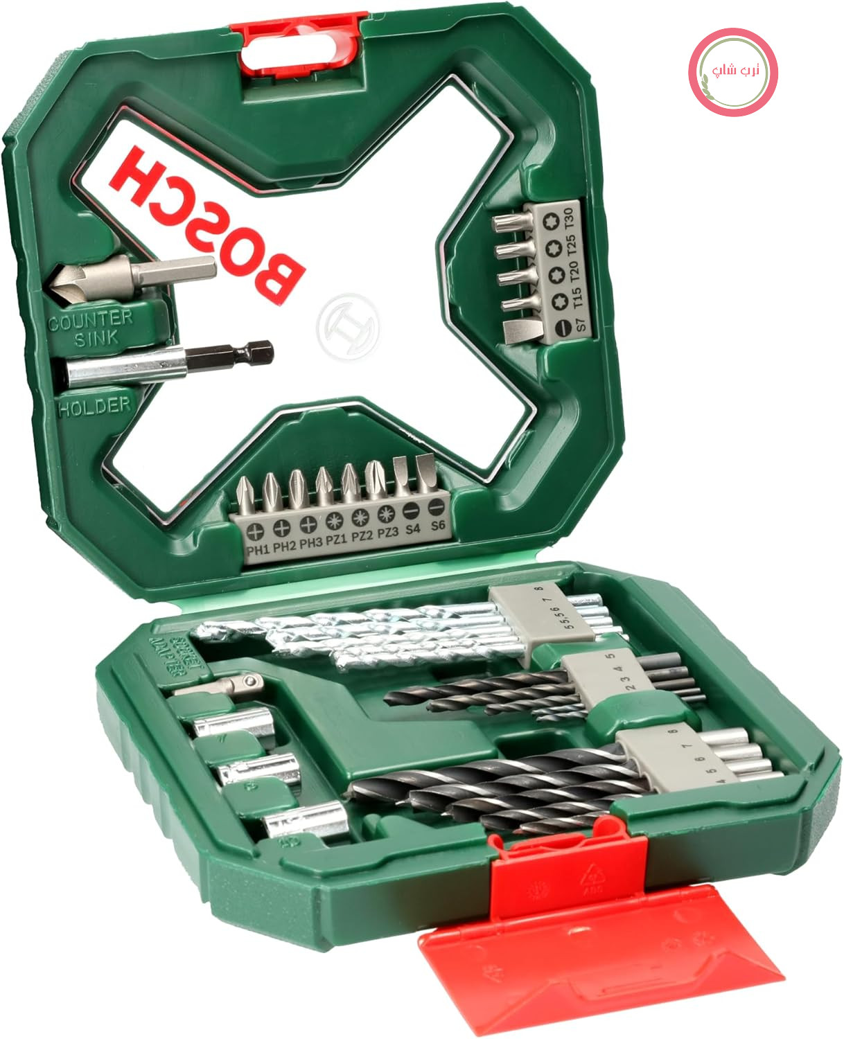 لوازم جانبی بوش، مجموعه پیچ‌گوشتی و دریل کلاسیک ۳۴ تکه بوش مدل Bosch X - Line چوب، سنگ و فلز