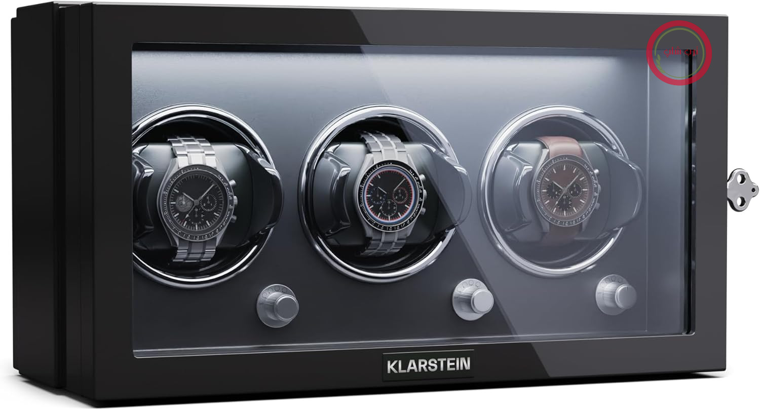 کوک ساعت Klarstein برای ساعت‌های اتوماتیک، کوک ساعت اتوماتیک برای 3 ساعت، کوک ساعت اتوماتیک با درب اکریلیک، کوک ساعت اتوماتیک، LED های آبی، کوک ساعت با 5 تنظیم TPD