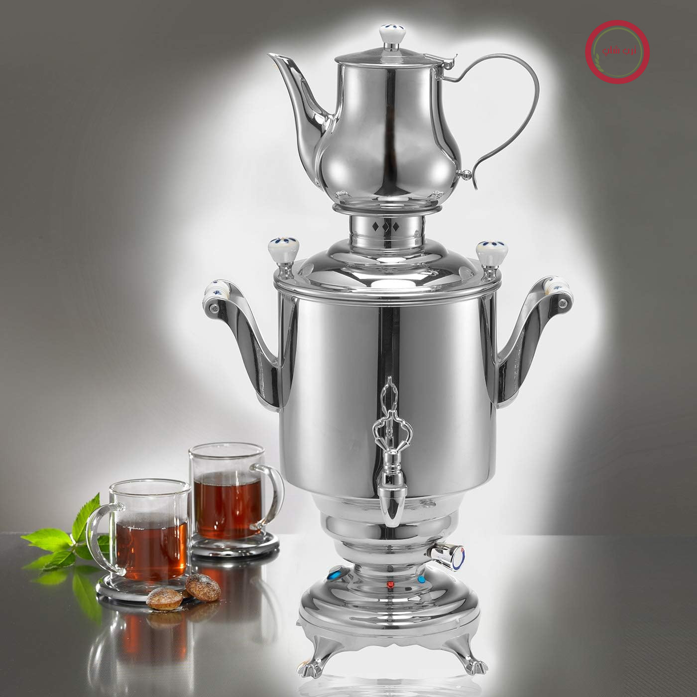سماور رومانوف III مدل BEEM 05982، استیل ضد زنگ، 5 لیتر، آماده سازی چای سنتی، 2 کویل گرمایشی، کم مصرف، 59 × 34 × 27 سانتی متر