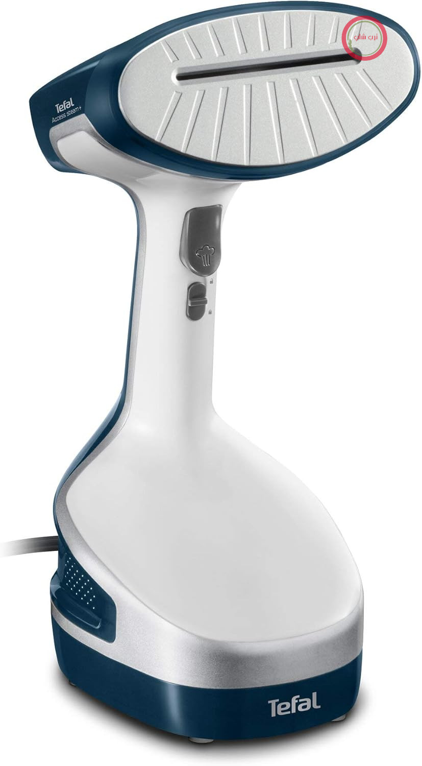 برس بخار Tefal DT8100 Access Steam+ | شامل هود بخار، برس پرزگیر و قلاب لباس | مخزن آب ۱۹۰ میلی‌لیتری | ۱۶۰۰ وات | آبی/سفید، ۱۶ × ۳۳ × ۲۲ سانتی‌متر