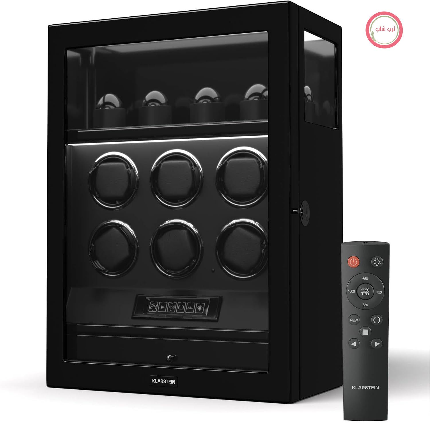 کوک‌کننده ساعت Klarstein SecureTouch برای 10 ساعت، کوک‌کننده خودکار ساعت با قفل اثر انگشت، موتور ژاپنی بی‌صدا، صفحه نمایش LCD و کنترل از راه دور، TPD 41، روشنایی LED، کشوی جواهرات