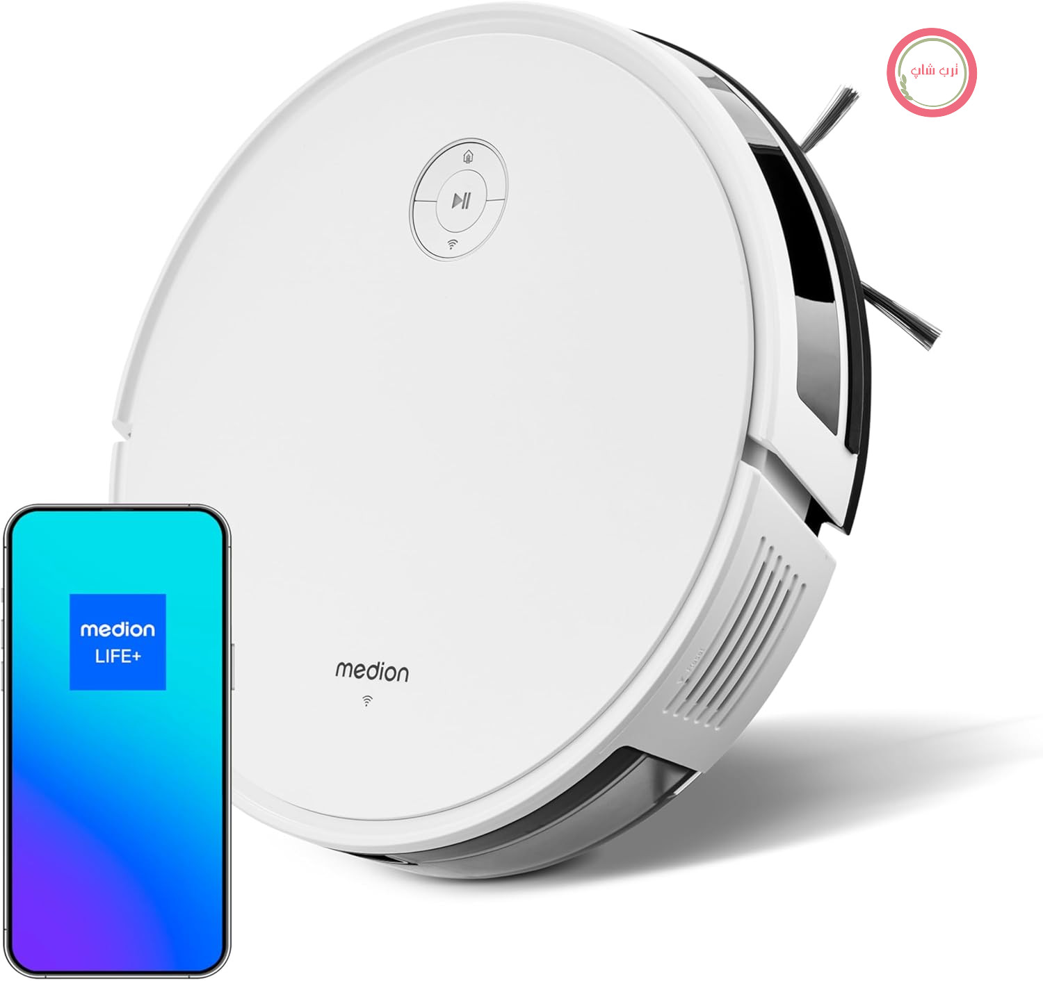 جاروبرقی رباتیک MEDION S35 با ناوبری هوشمند (کنترل از طریق اپلیکیشن و صدا، قدرت مکش ۴۰۰۰ پاسکال، ناوبری ژیروسکوپ در خطوط S سیستماتیک، تشخیص فرش، حسگرهای دیوار)