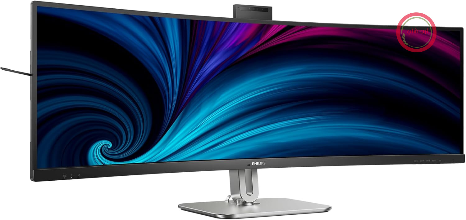 مانیتور منحنی ۴۹ اینچی فیلیپس مدل ۴۹B2U6900CH با کیفیت DQHD، وب‌کم، میکروفون، پورت RJ45، قابلیت تنظیم ارتفاع (5120x1440، HDMI، DisplayPort، USB-C، هاب USB) مشکی