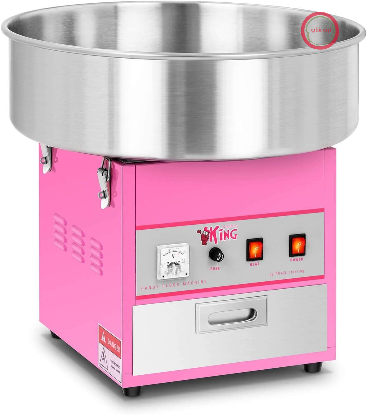 دستگاه پشمک ساز Royal Catering RCZK-1200-W (قطر 52 سانتی متر، 1200 وات، 1 واحد / 60 ثانیه، شامل لوازم جانبی) صورتی
