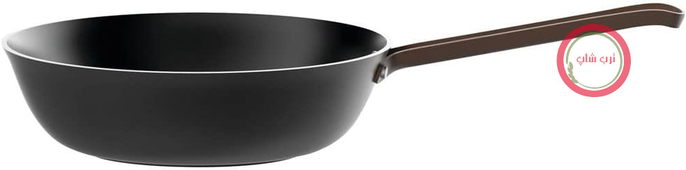 ماهیتابه Alessi edo PU114/28 B با دسته بلند، ساخته شده از آلومینیوم با روکش نچسب، دسته استیل ضد زنگ با روکش PVD، قهوه‌ای