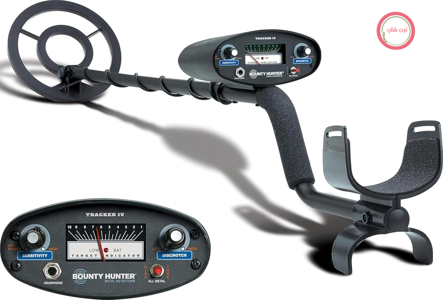 دستگاه فلزیاب Bounty Hunter 3410001 Tracker IV با قابلیت فیلتر فلز، تفکیک فلزات، حالت تمام فلز و حالت دو رنگ برای اشیاء به اندازه سکه در عمق حداکثر ۱۷ سانتی‌متر
