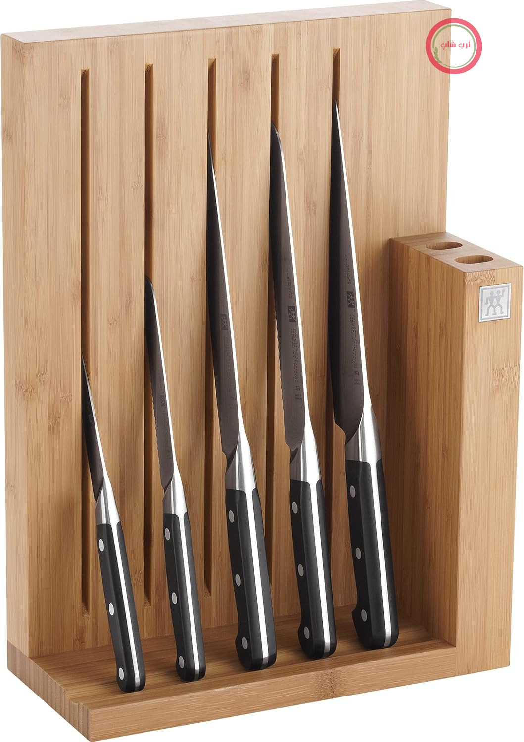 بلوک چاقوی ZWILLING Pro - 6 تکه - بلوک چاقو با طراحی چوب بامبو - چاقوها از فولاد ضد زنگ مخصوص - طراحی با 3 میخ - ابعاد 125 x 275 x 380 میلی‌متر - مشکی
