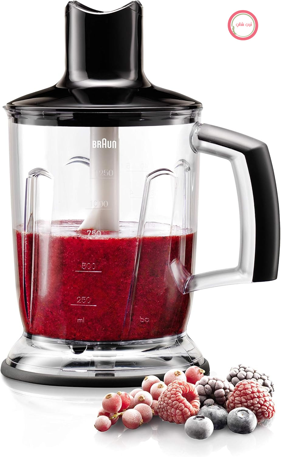 همزن ایستاده سه کاره براون مدل MQ 40 - لوازم جانبی همزن دستی سازگار با همزن دستی Braun MultiQuick با سیستم EasyClick، 1.25 لیتر، مشکی