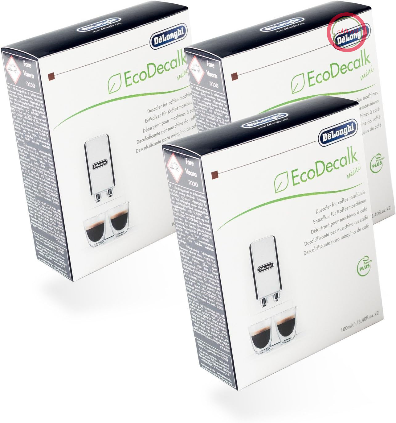 رسوب‌زدای کوچک DeLonghi EcoDecalk، بسته‌بندی ارزشمند ۶ عددی ۱۰۰ میلی‌لیتری برای دستگاه‌های قهوه‌ساز و قهوه‌سازهای تمام اتوماتیک - شماره کالا: ۵۵۱۳۲۹۲۸۲۱ Nokalk