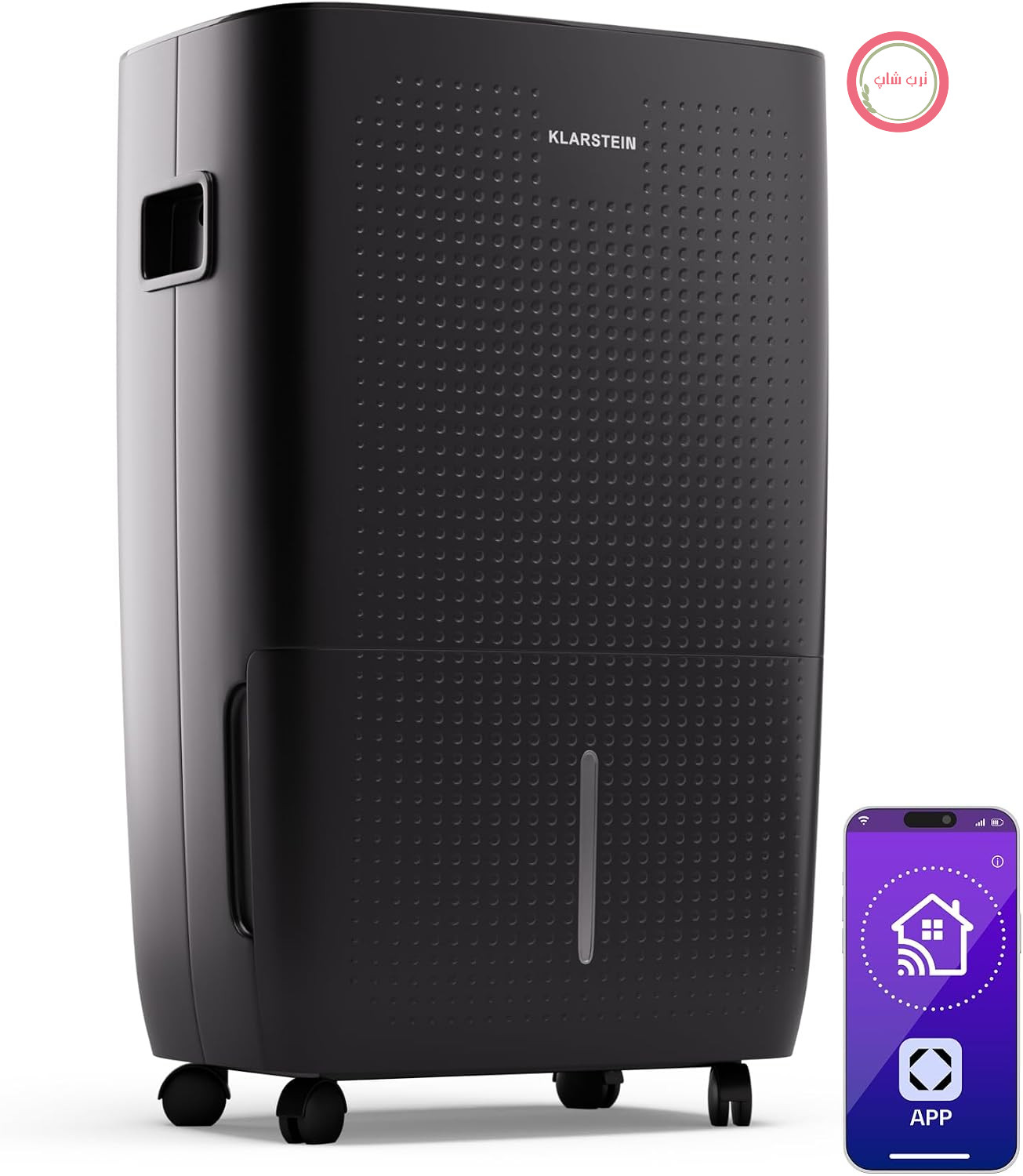 رطوبت‌گیر Klarstein DryFy Connect 60 لیتری، 60 لیتر در 24 ساعت، کنترل از طریق اپلیکیشن WiFi، مخزن 8 لیتری، تایمر، رطوبت‌گیر برقی برای اتاق‌های 45 تا 65 متر مربع، خاموش شدن خودکار، قابل حمل، رنگ آنتراسیت