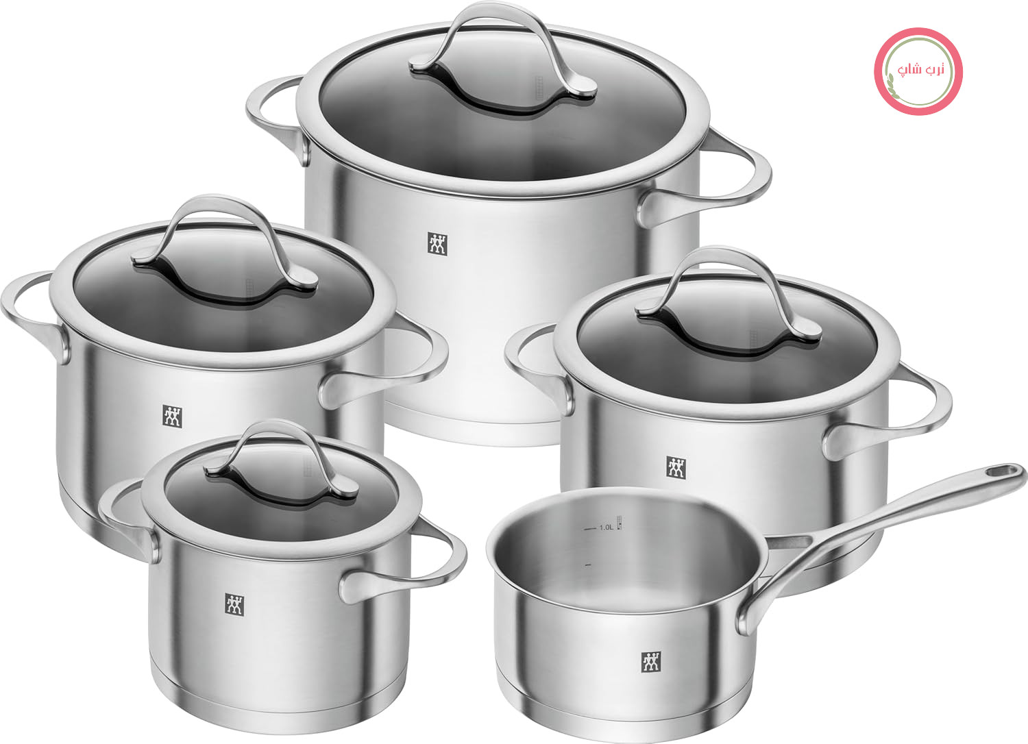 ست قابلمه 5 پارچه زولینگ آلمان ZWILLING Essence  برای کوره های برقی (اندرکشن) - استیل ضد زنگ - دسته های ارگونومیک، لبه محافظ، مقیاس داخلی