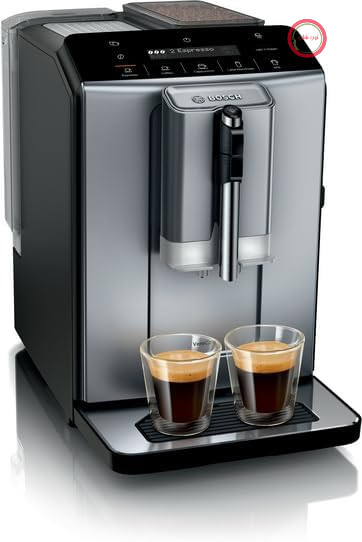 دستگاه قهوه ساز تمام اتوماتیک بوش مدل VeroCafe Series 2 TIE20504، سیستم Aroma Max، نمایشگر Easy Select، انواع قهوه با لمس یک دکمه، تمیز کردن آسان، آسیاب سرامیکی، بدنه فلزی تیتانیومی الماسی