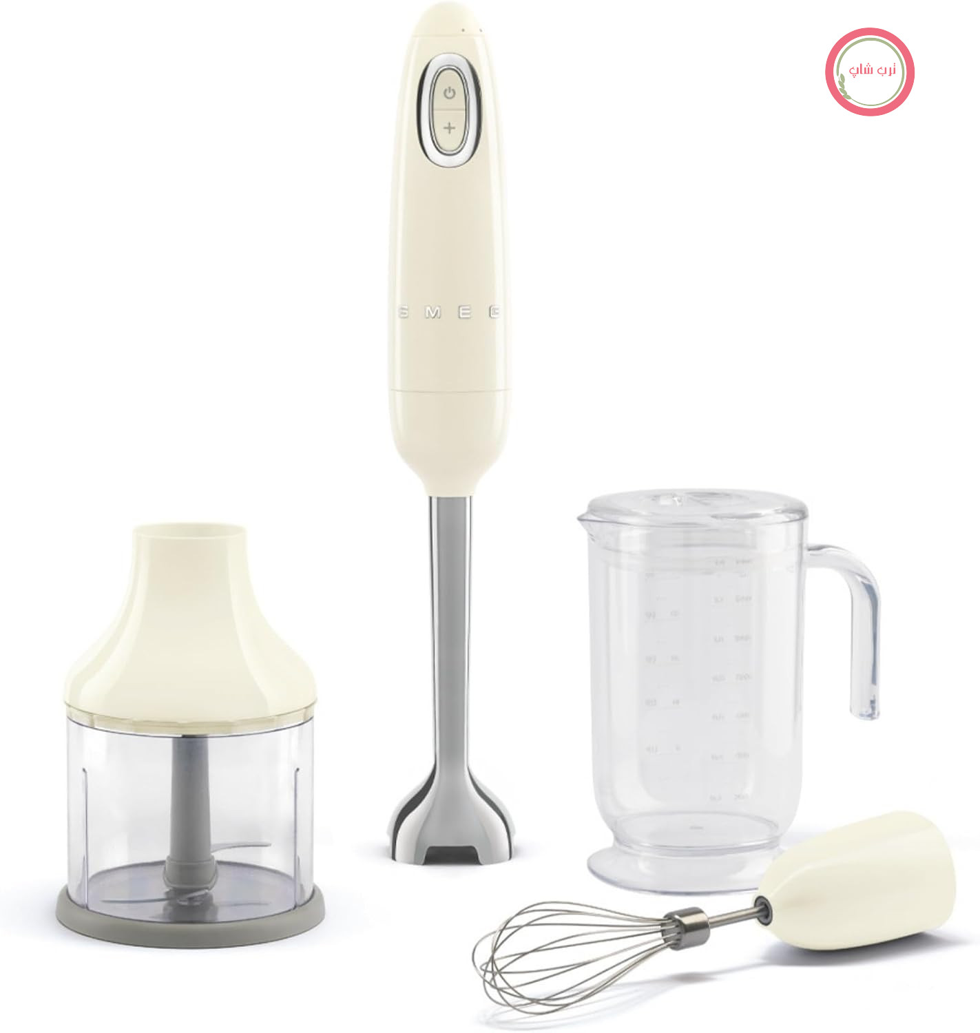مخلوط کن دستی Smeg HBF03CREU با عملکرد توربو و سیستم برش Flowblend، دسته ضد لغزش، محفظه سیم داخلی، لوازم جانبی شامل، قدرت 700 وات، خامه