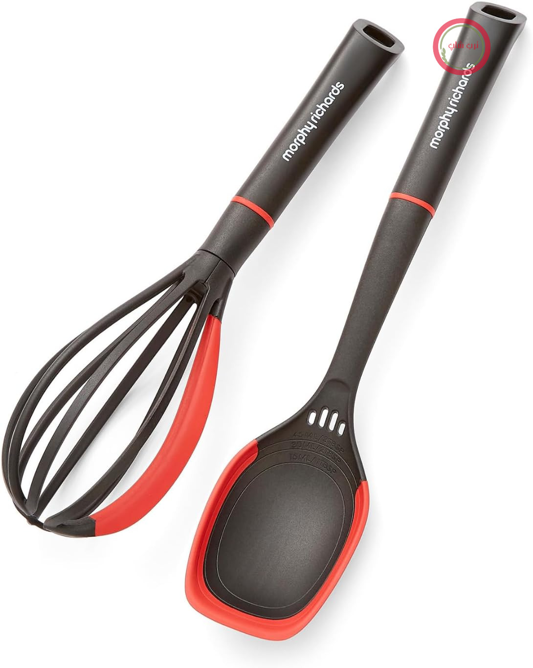 ست همزن و قاشق جامد مورفی ریچاردز انگلستان Morphy Richards نایلون و سیلیکون مقاوم در برابر حرارت، تراشنده یکپارچه، قاشق ترشی و پیمانه، نچسب ۸۶۹۰۰۵