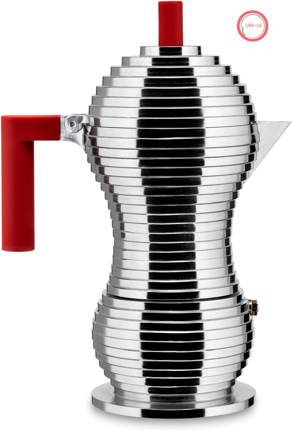 دستگاه اسپرسوساز پولچینا مدل Alessi MDL02/6 R - آلومینیوم ریخته‌گری شده. دسته و دستگیره از جنس PA، قرمز. 6 فنجان، 7.5 در 14.5 در 26 سانتی‌متر
