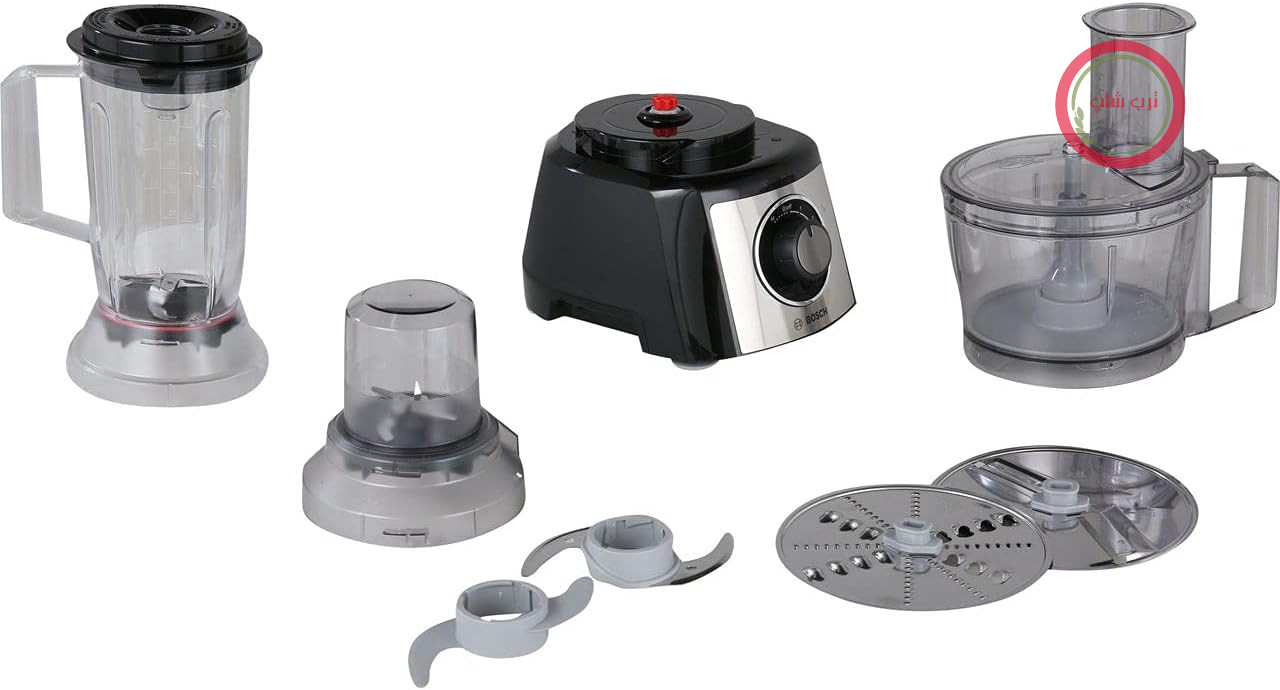 غذاساز جمع و جور Bosch MultiTalent 3، 50 عملکرد، کاسه 2.3 لیتری، مخلوط کن 1.0 لیتری، تیغه جهانی، برش و رنده (ریز، درشت)، همزن (خامه ای)، 900 وات، مشکی، MCM3PM386