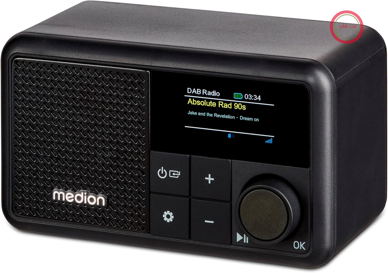 رادیو قابل حمل Mini DAB+ مدل MEDION S66822 با بلوتوث (عمر باتری تا 6.5 ساعت، صفحه نمایش رنگی کوچک و قابل تنظیم، آنتن تلسکوپی، تایمر خواب، ساعت زنگ دار، چرت زدن، AUX، USB-C) مشکی
