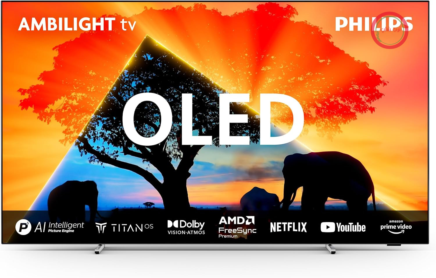 تلویزیون هوشمند Philips Ambilight 65OLED759 4K OLED - صفحه نمایش 65 اینچی با P5 AI Perfect Picture Ultra HD، سیستم عامل Titan، Dolby Vision و Dolby Atmos، با Alexa و Google Assistant کار می‌کند.