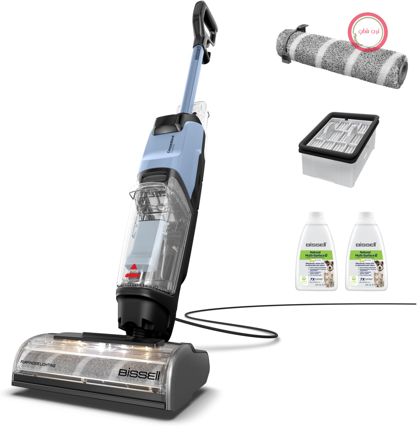 جاروبرقی بیسل مدل CrossWave EdgeFind مخصوص آب و خاک مدل 4159N | تمیز کردن قدرتمند کثیفی‌های حیوانات خانگی، با فناوری ZeroGap، سطوح مختلف