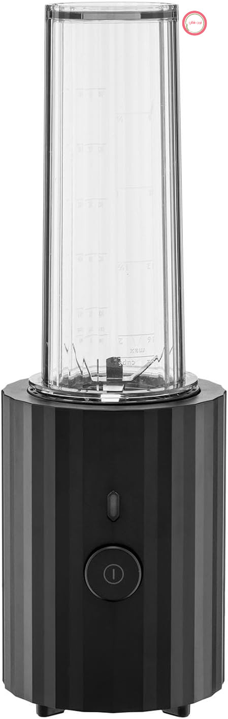 مخلوط‌کن شخصی طرح‌دار Alessi Plissé MDL17 B، ساخته شده از رزین ترموپلاستیک، با ظرف و خردکن کوچک ساخته شده از PCGT، دوشاخه اروپایی، ۳۸۰ وات، مشکی