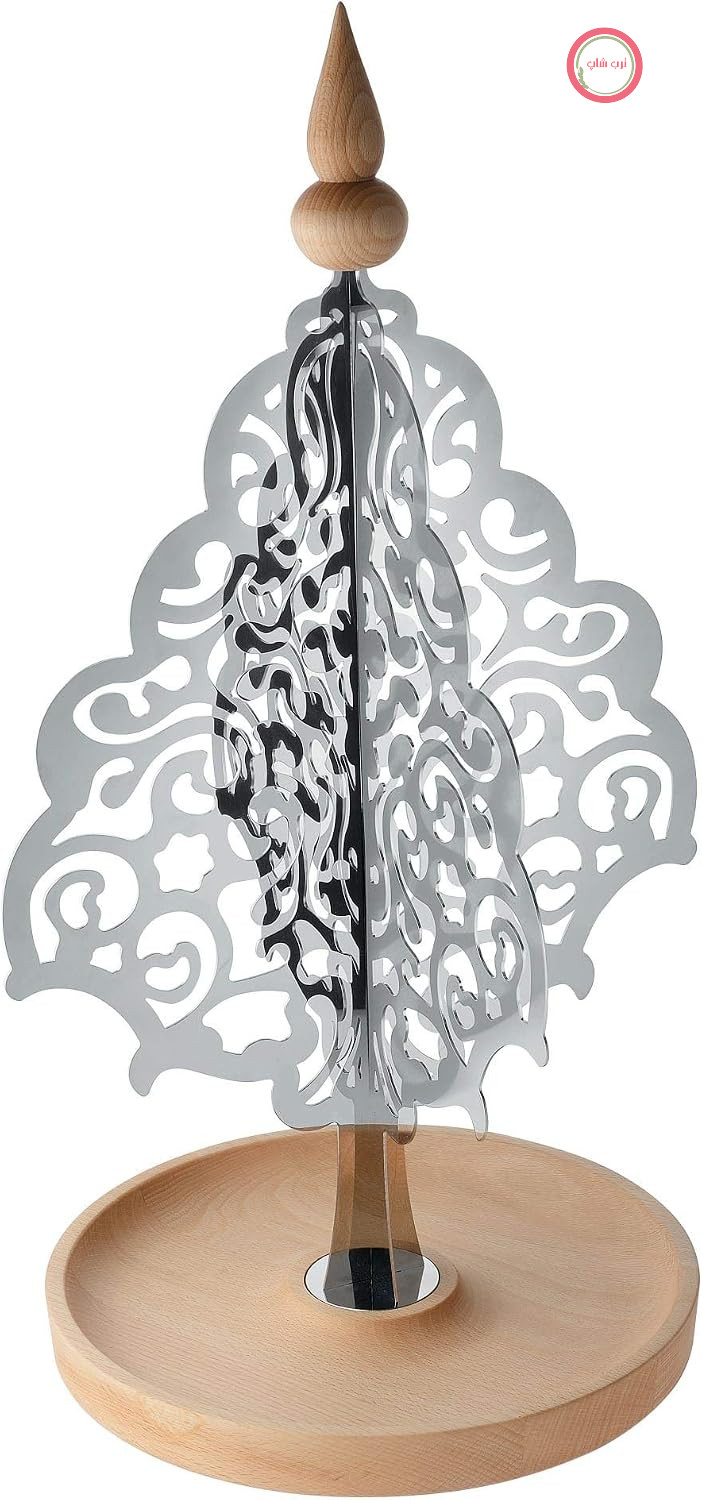 آویز Alessi MW51 مناسب برای تزئینات کریسمس X-Mas ساخته شده از استیل ضد زنگ 18/10 و چوب راش، نقره‌ای، 27 در 48 در 27 سانتی‌متر