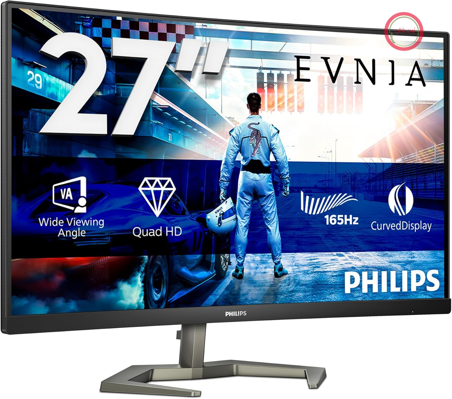 مانیتور گیمینگ منحنی 27 اینچی Philips Evnia 27M1C5500VL از برند Zoll با کیفیت QHD، فناوری FreeSync Premium، HDR10 (رزولوشن 1440 در 2560، فرکانس 165 هرتز، زمان پاسخ 1 میلی‌ثانیه، پورت DisplayPort، HDMI)