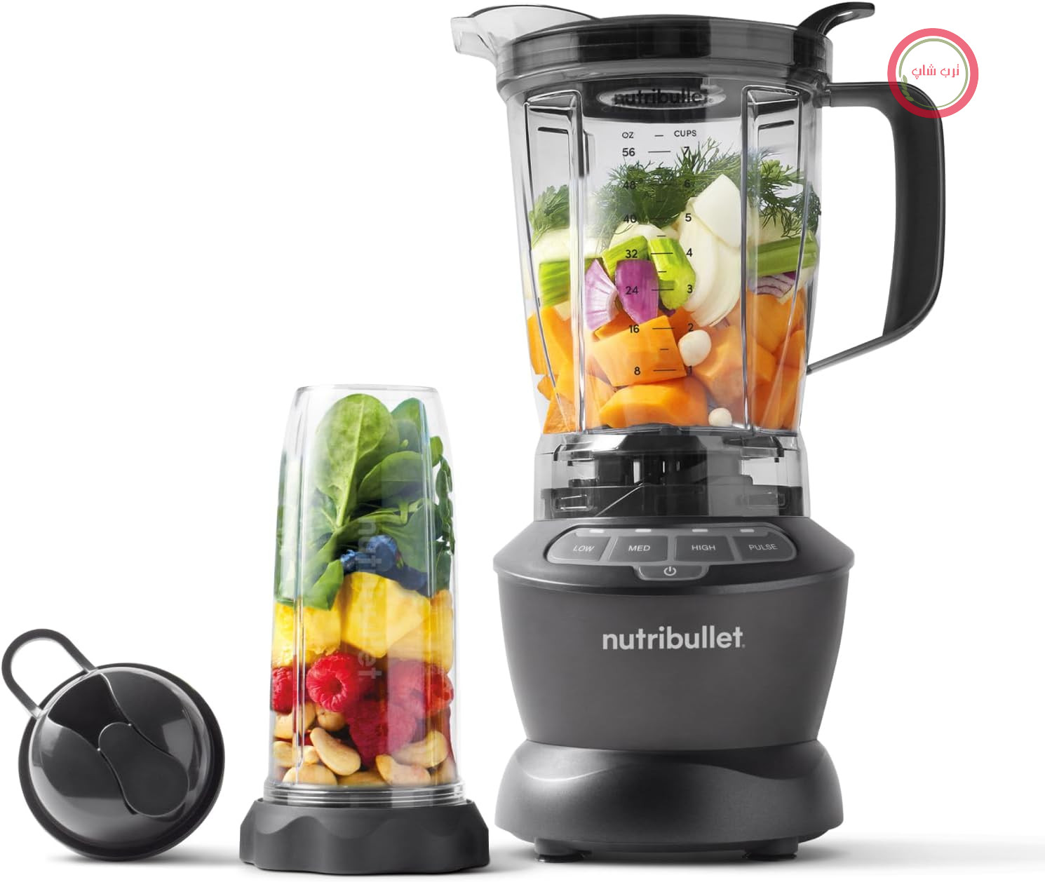 مخلوط کن کامل Nutribullet، همزن برقی، خردکن چند منظوره، حرفه ای، قدرت ۱۲۰۰ وات، پارچ ۱.۹ لیتری، شیشه های ۹۴۶ و ۷۱۰ میلی لیتری، مشکی، NBF500MB
