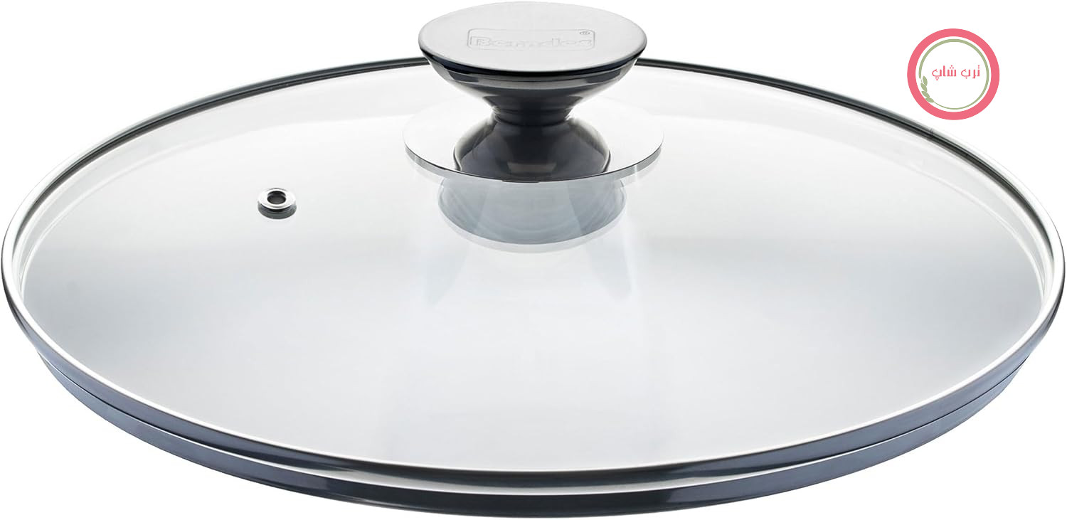 درب قابلمه برندس آلمان Berndes 7028 نسخه ویژه تیتانیوم، SignoCAST®، ColorCAST®، گرانیت 28 سانتی‌متر قطر، درب شیشه‌ای، نشکن و مقاوم در برابر حرارت، شفاف