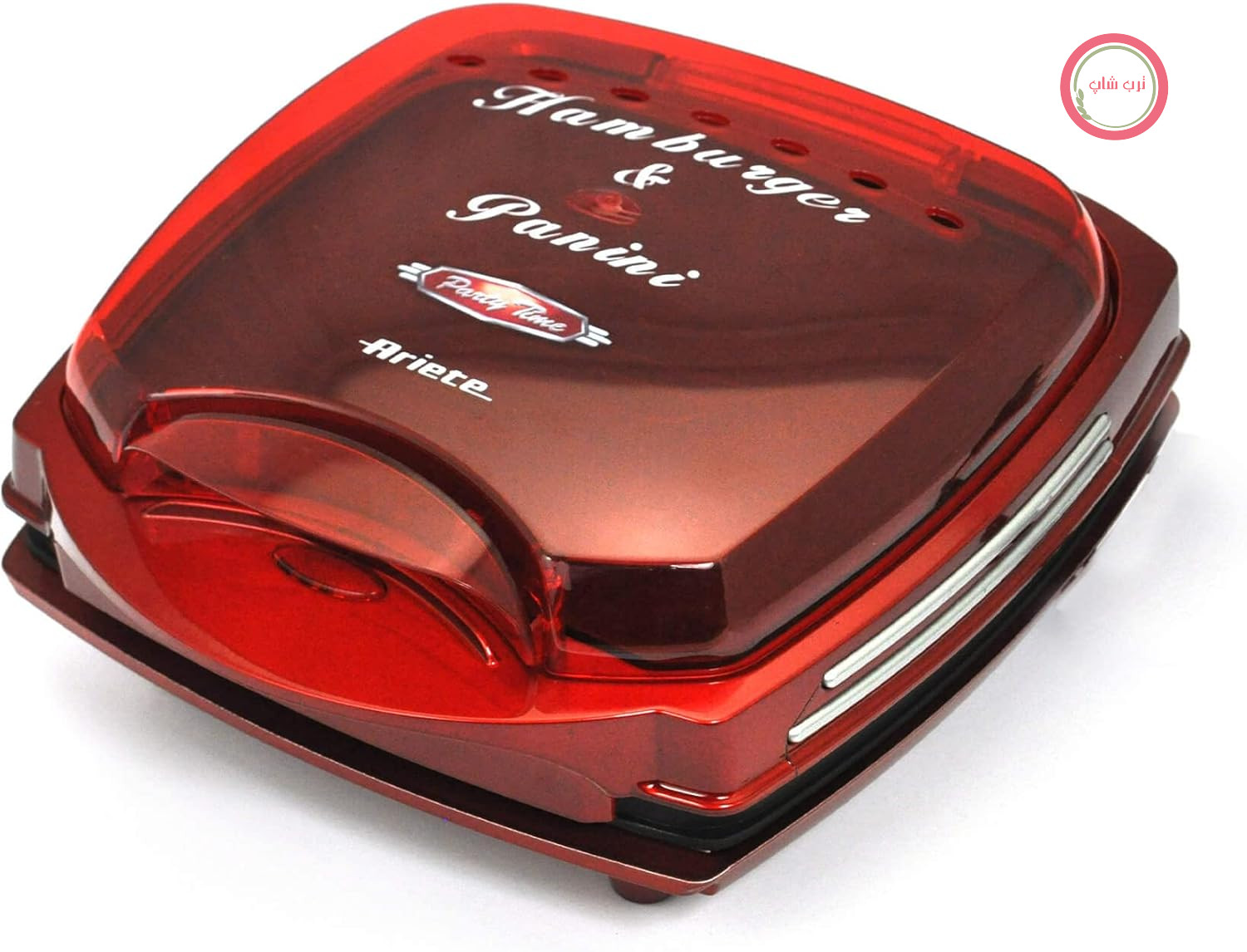 همبرگر ساز Ariete 185 Party Time، 1200 وات، صفحه گرمایش دوگانه با روکش نچسب، رنگ: قرمز