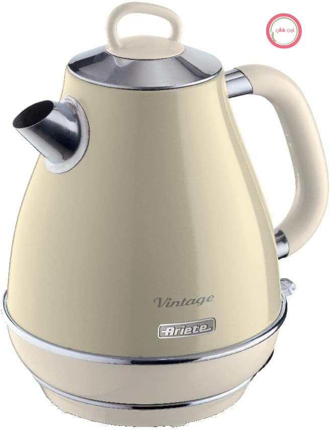 کتری برقی قدیمی Ariete مدل 2869، با قابلیت مشاهده سطح آب، پایه بی‌سیم 360 درجه، خاموش شدن خودکار، دم‌آور چای، ظرفیت 1.7 لیتر، استیل ضد زنگ، 2000 وات، بژ